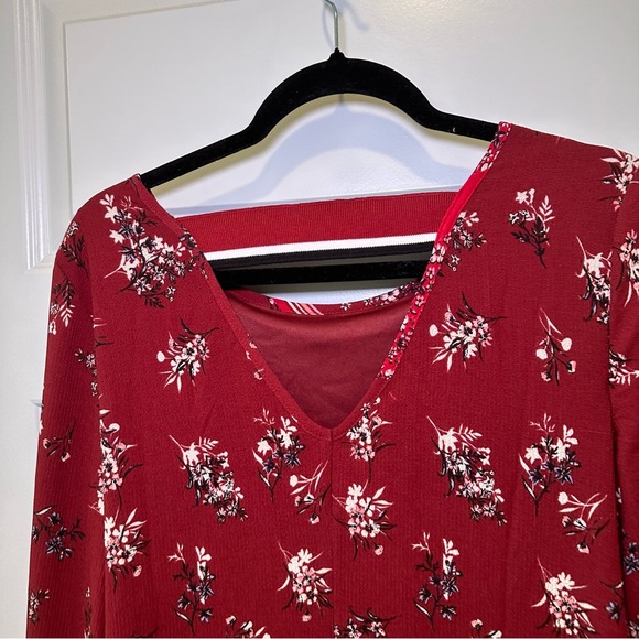 NWT Maurices Red Floral Scoop Neck Long Sleeve Shift Dress S - Picture 10 of 10